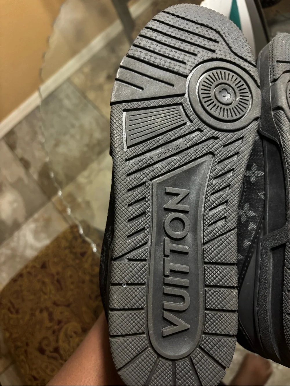 Louis Vuitton Men's Black Monogram Embossed Sneakers - Picture 5 of 5